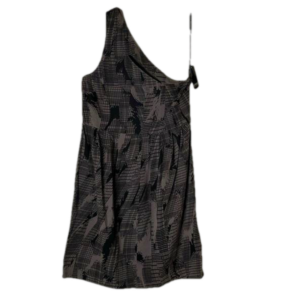 BUFFALO Off One Shoulder Patterned Midi Dress, Women’s M, Black Gray